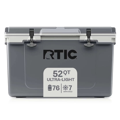 52 QT Ultra-Light Hard-Sided Ice Chest Cooler, Fits 76 Cans, Dark Grey & Cool Grey