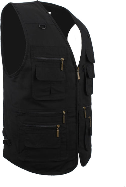 Men'S Poplin Outdoors Travel Sports Multi-Pockets Work Fishing Vest