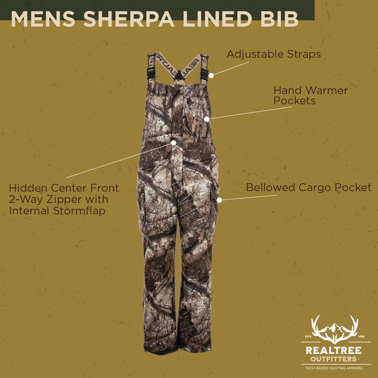 Outfitters Men'S Sherpa Lined Waterproof Hunting Bib,  APX, Size 3X-Large