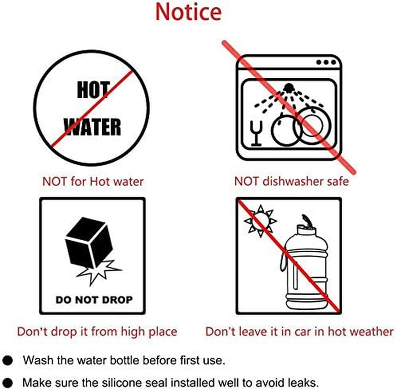 Big Water Bottle BPA Free Half Gallon Water Bottle Jug Reusable Water Bottle for Men Women Fitness Sport Gym Outdoor Climbing (Black, 2.2L)