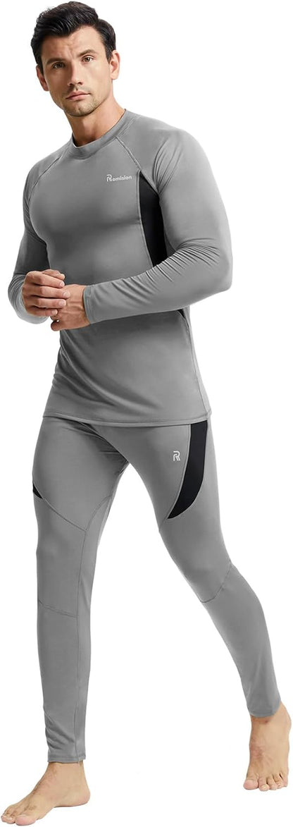 2 Pack Thermal Underwear for Men Long Johns Fleece Lined Hunting Gear Bottom Top Set Base Layer Cold Weather XS-4XL