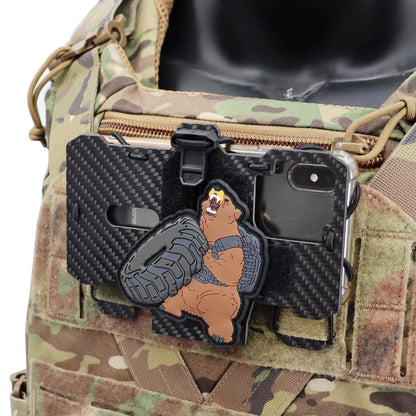 New Carbon Fiber Tactical MOLLE Folding Navigation Board Hunting Airsoft Vest Mobile Phone Holder Mount for Screen Size 4.7'-6.7