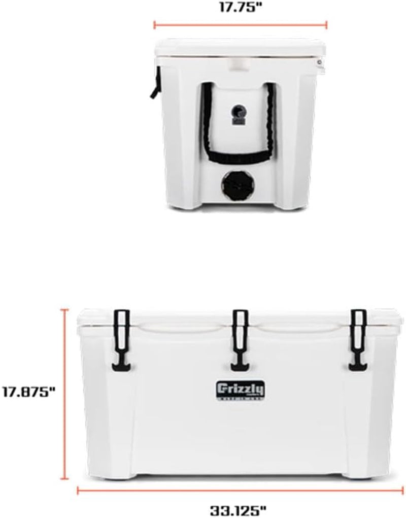 Grizzly 75 Cooler | 75 Qt Ice Chest Durable Rotomolded Insulated | Made in USA | Warranty for Life | for Beach Boat Camping Fishing Hunting | G75