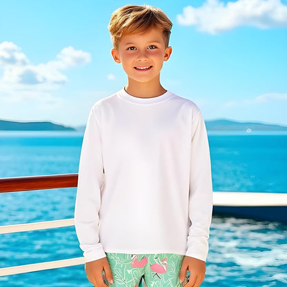 Boys Rash Guard Long Sleeve Swim Shirt - Quick Dry UPF 50+, Kids Fishing Shirt, Dry Fit Shirts for Boys Sizes XS-XL