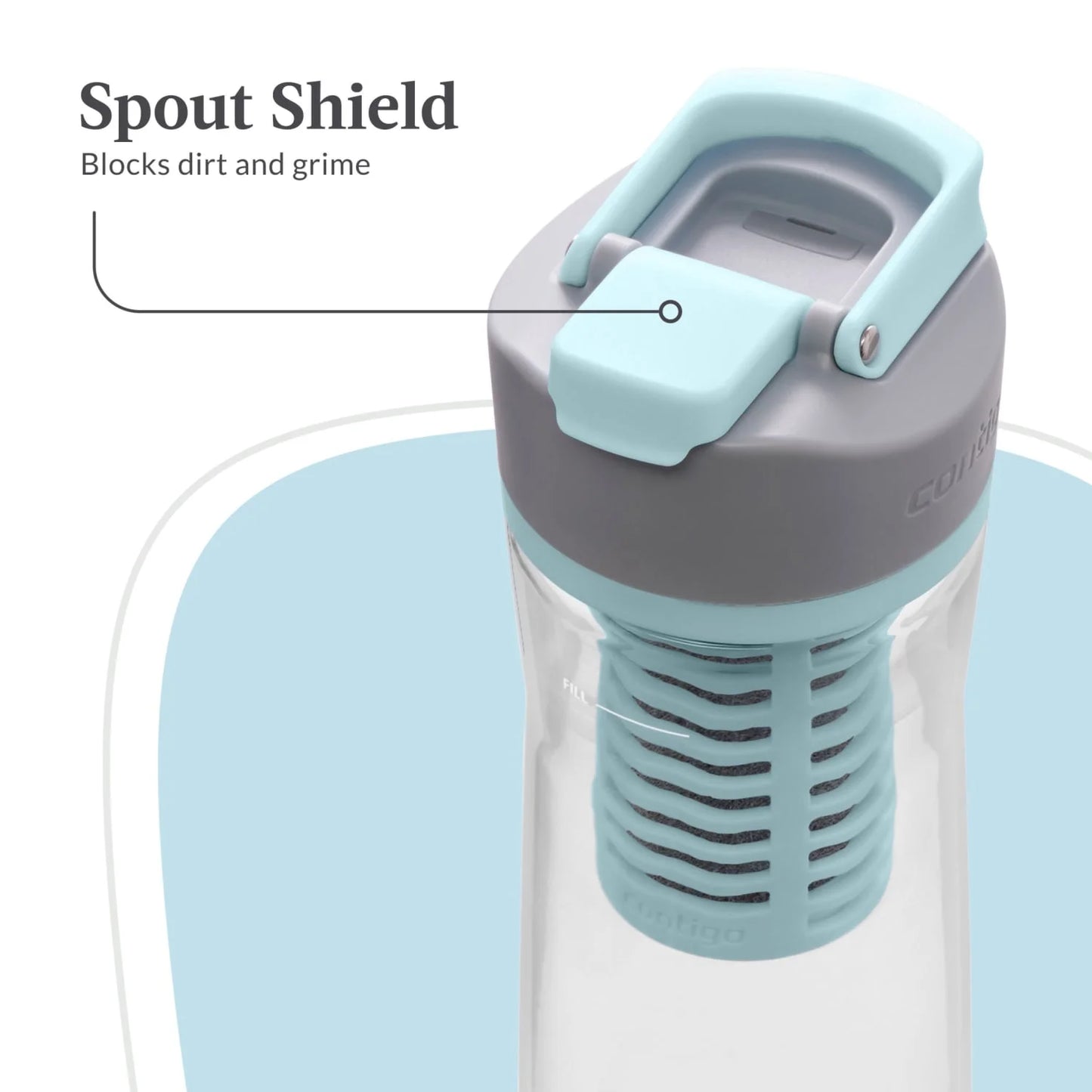 Clybourn Plastic Freeflow Filter Water Bottle with AUTOSEAL Lid 24 Oz., Salt, with Replacable Filter