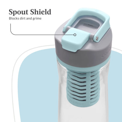 Clybourn Plastic Freeflow Filter Water Bottle with AUTOSEAL Lid 24 Oz., Salt, with Replacable Filter