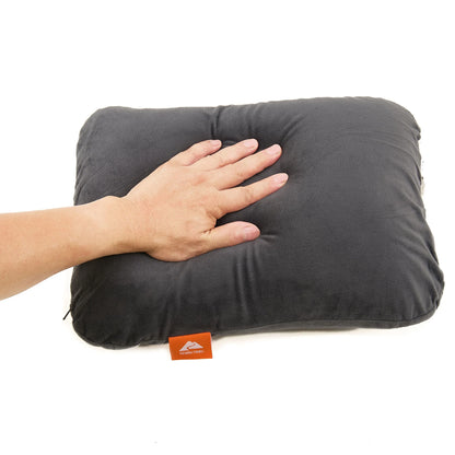 Memory Foam Camping Pillow, Adult Use, Dark Grey Color.