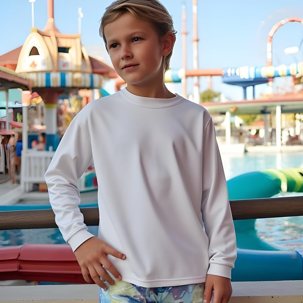 Boys Rash Guard Long Sleeve Swim Shirt - Quick Dry UPF 50+, Kids Fishing Shirt, Dry Fit Shirts for Boys Sizes XS-XL
