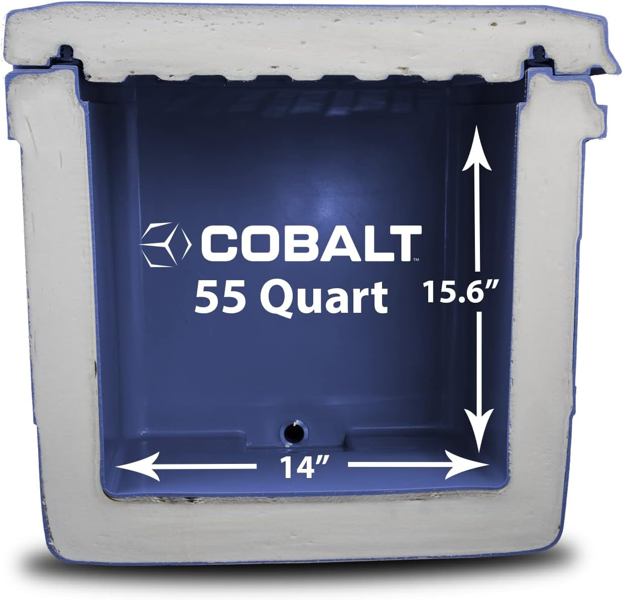 Cobalt 55 Quart Roto Molded Super Ice Cooler | Large Ice Chest - Long Term Ice Retention |