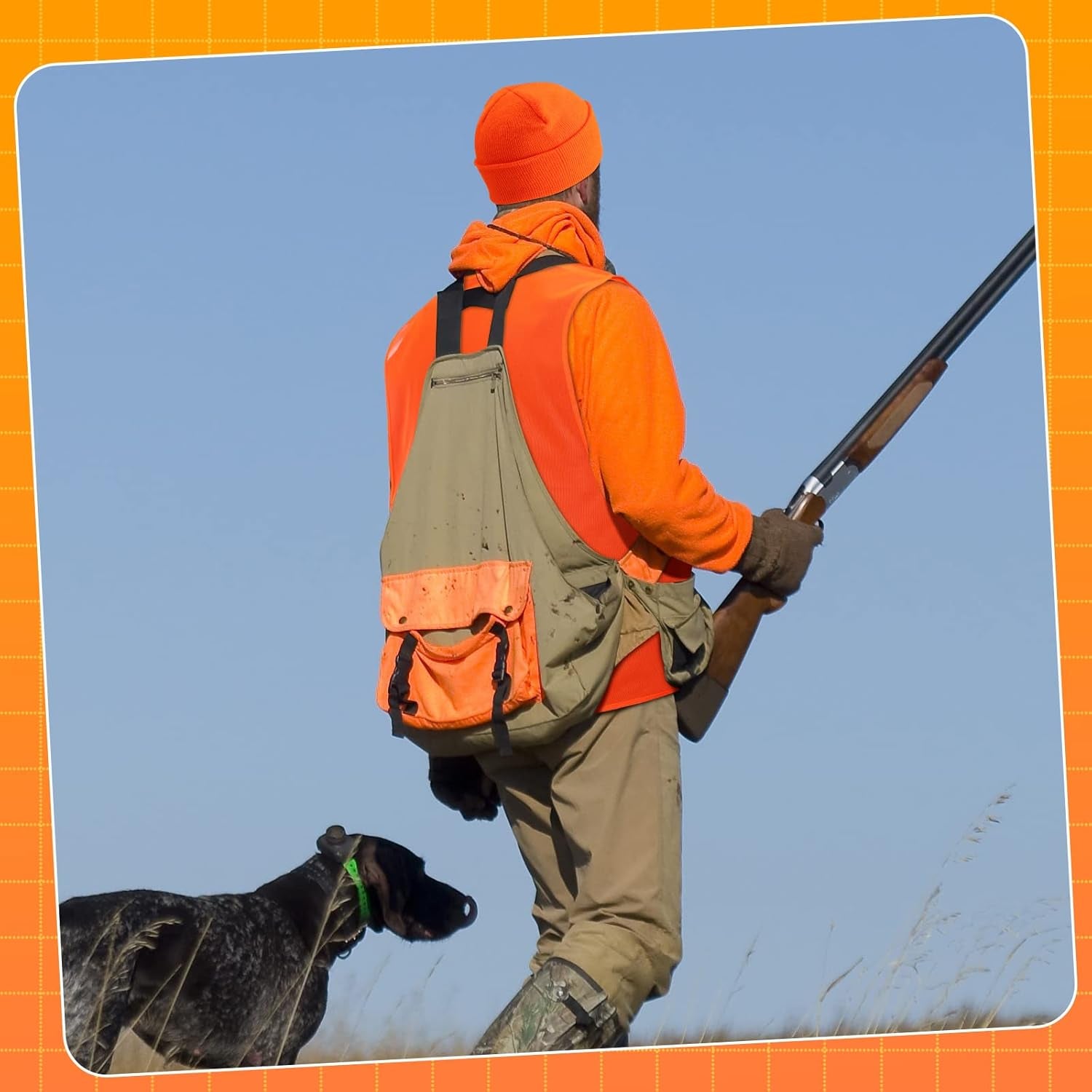 6-Piece Blaze Orange Hunting Hat and Vest Set for Outdoor Sports and Safety