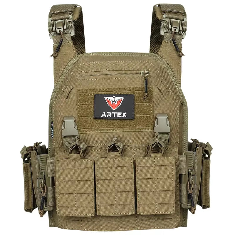 Tactical Plate Carrier Quick Release Fast Adjust Cummerbund Laser Cut Vest with Magazine Pouch MOLLE Lightweight Hunting Gear