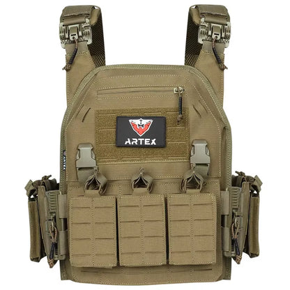 Tactical Plate Carrier Quick Release Fast Adjust Cummerbund Laser Cut Vest with Magazine Pouch MOLLE Lightweight Hunting Gear