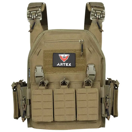 Tactical Plate Carrier Quick Release Fast Adjust Cummerbund Laser Cut Vest with Magazine Pouch MOLLE Lightweight Hunting Gear