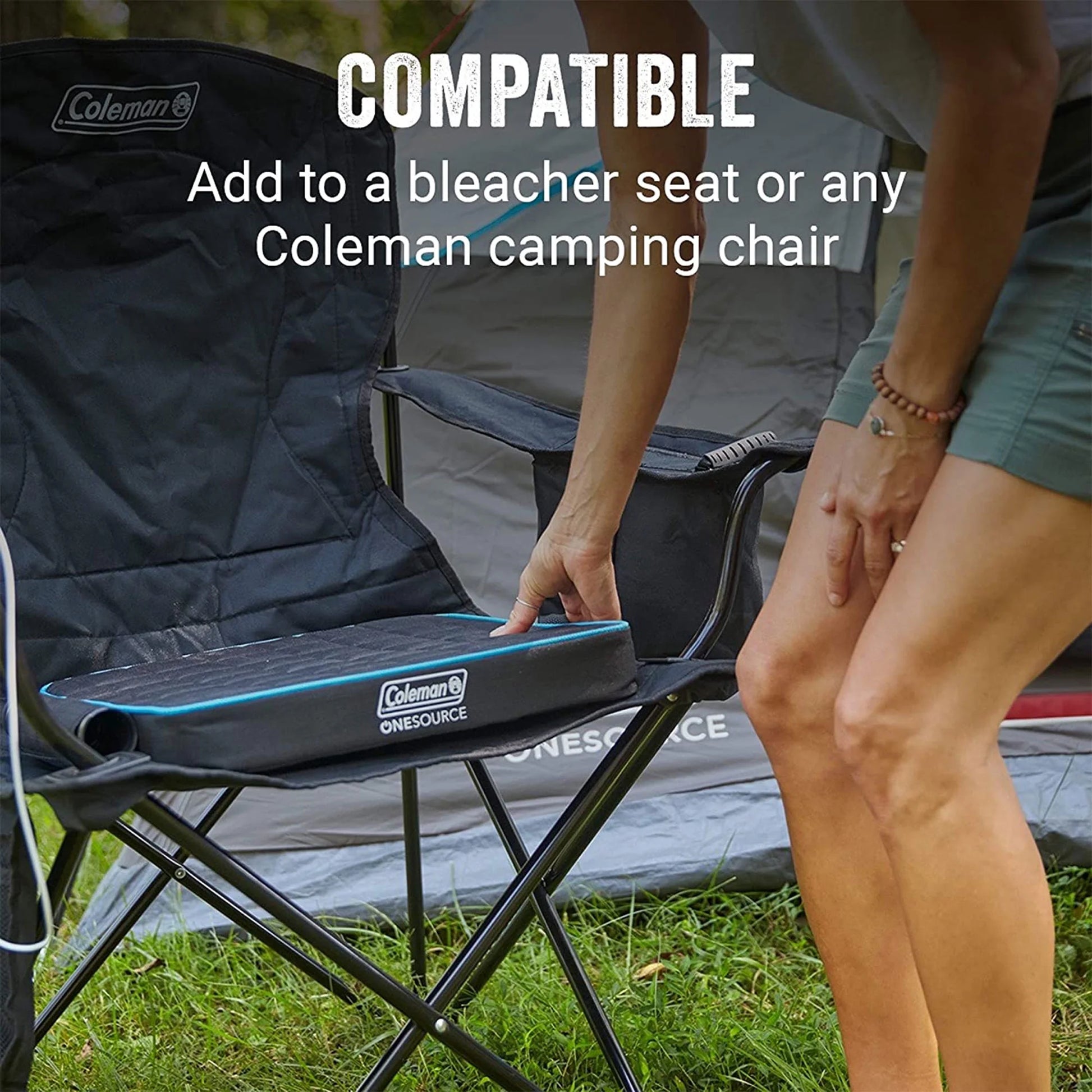 Onesource Outdoor Heated Camping Chair Pad with Rechargable Battery, Black