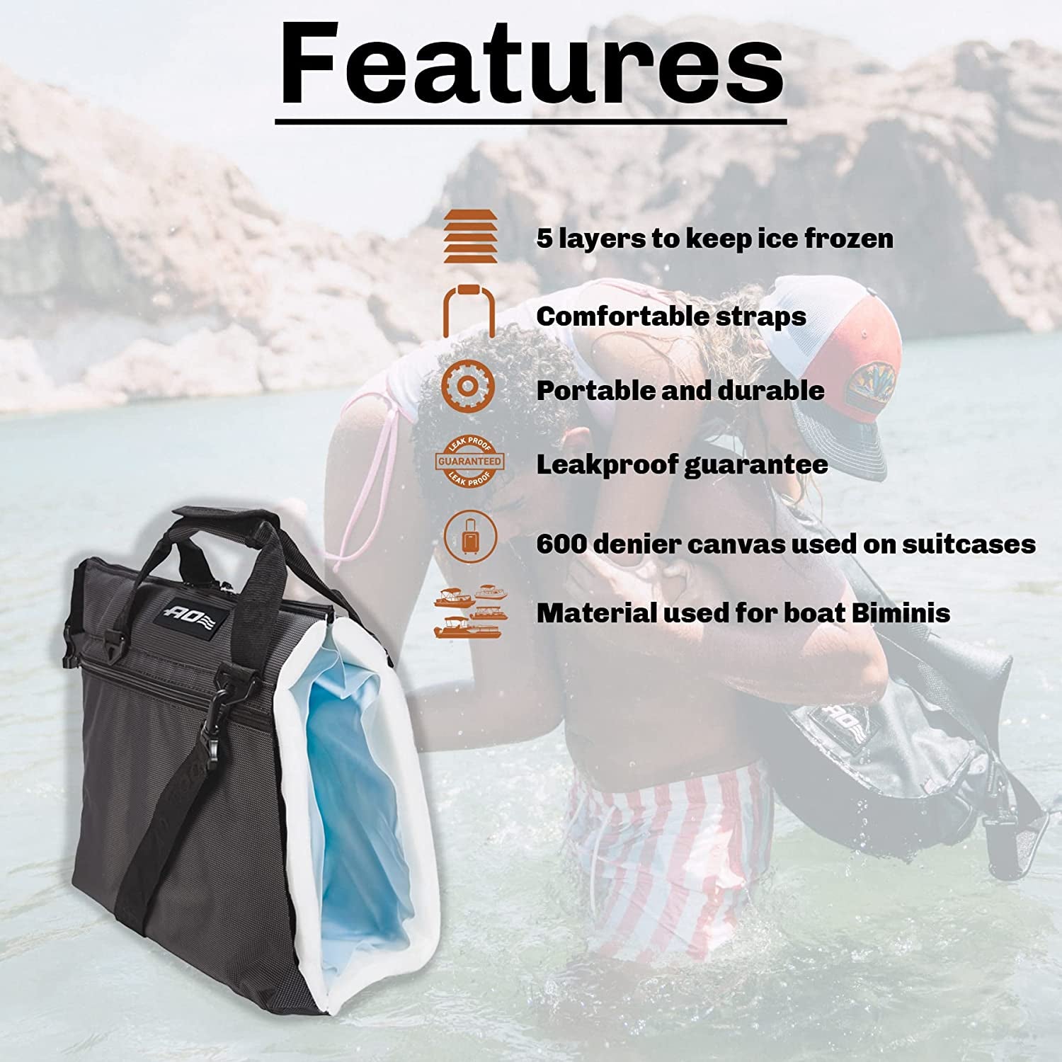 Backpack Soft Cooler with High-Density Insulation, Charcoal, 18-Can