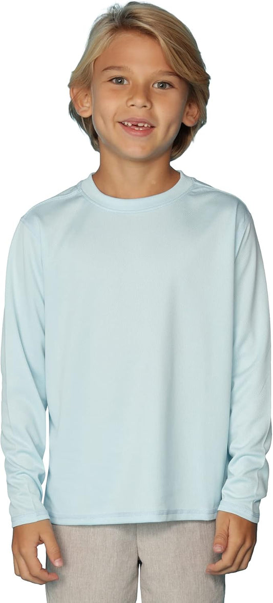 Boys Rash Guard Long Sleeve Swim Shirt - Quick Dry UPF 50+, Kids Fishing Shirt, Dry Fit Shirts for Boys Sizes XS-XL