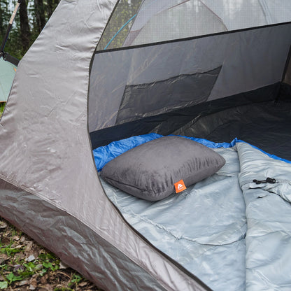 Memory Foam Camping Pillow, Adult Use, Dark Grey Color.