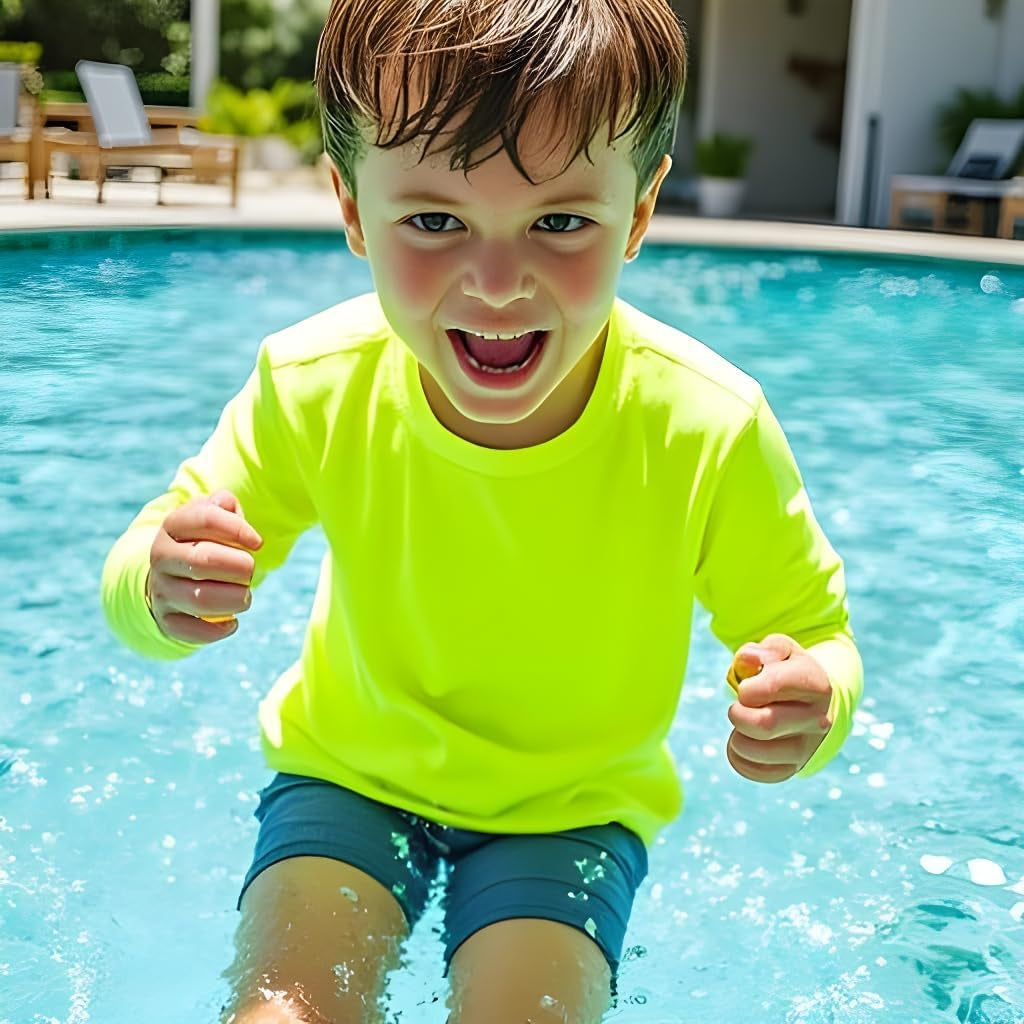 Boys Rash Guard Long Sleeve Swim Shirt - Quick Dry UPF 50+, Kids Fishing Shirt, Dry Fit Shirts for Boys Sizes XS-XL