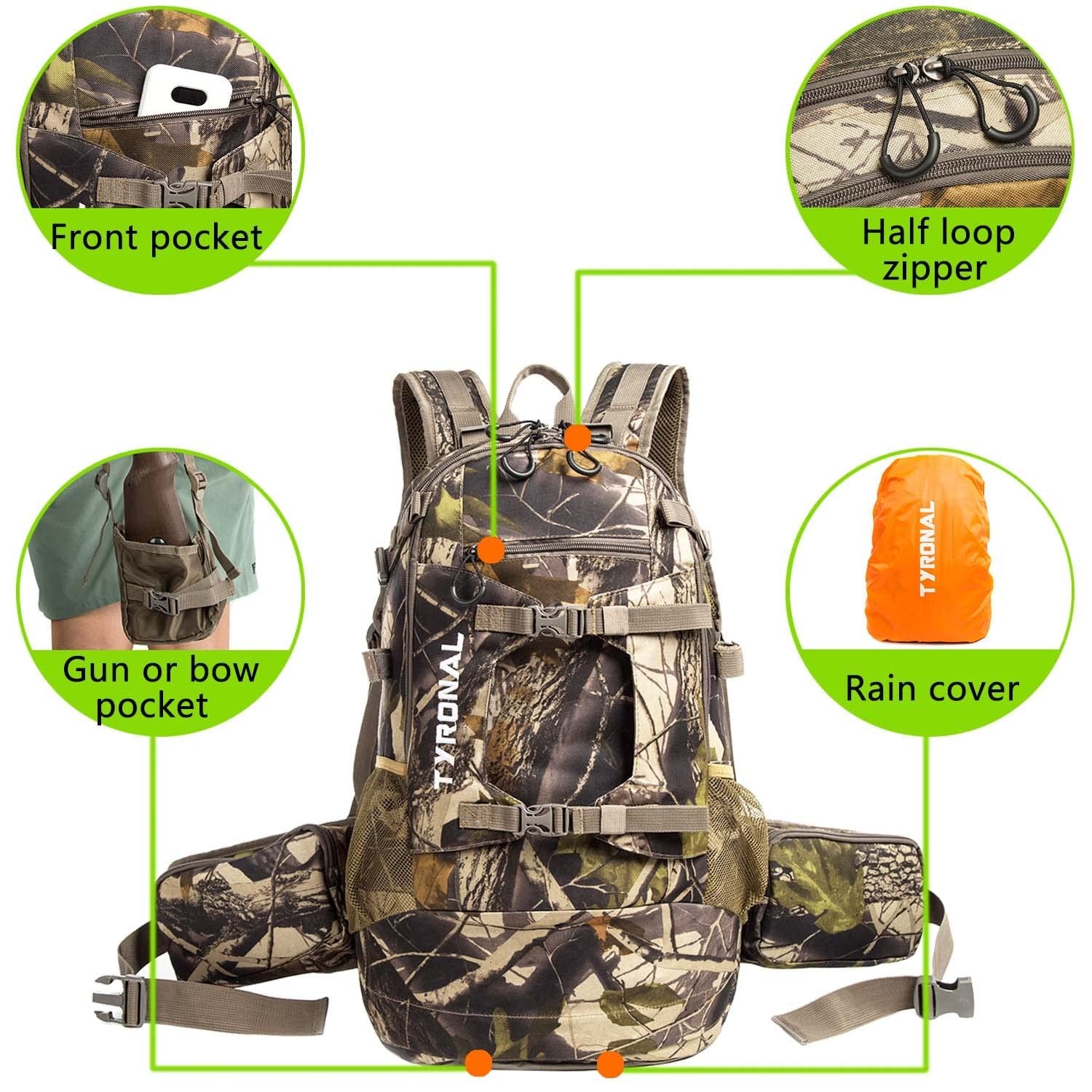Tyronal Hunting Backpack Outdoor Gear Hunting Pack with Bow and Rifle Carry Syst