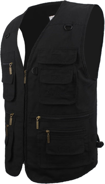 Men'S Poplin Outdoors Travel Sports Multi-Pockets Work Fishing Vest