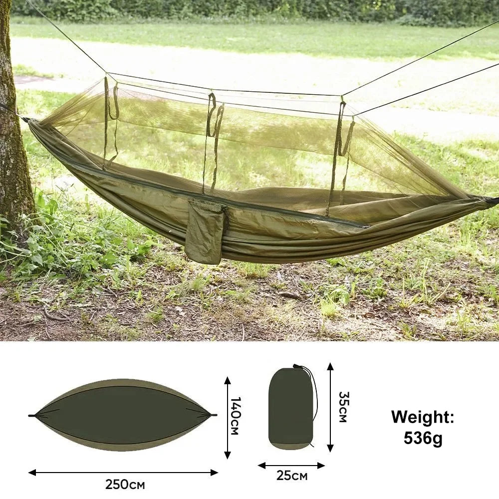 Camping Hammock, Camping Essentials, Lightweight Portable Double & Single Hammock with Tree Straps, Camping Gear for outside Hiking Camping Beach Backpack Travel
