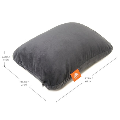 Memory Foam Camping Pillow, Adult Use, Dark Grey Color.
