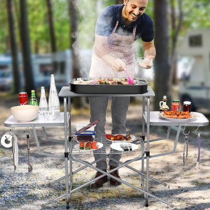 Foldable Camping Table Outdoor Kitchen Portable Grilling Stand Folding BBQ Table