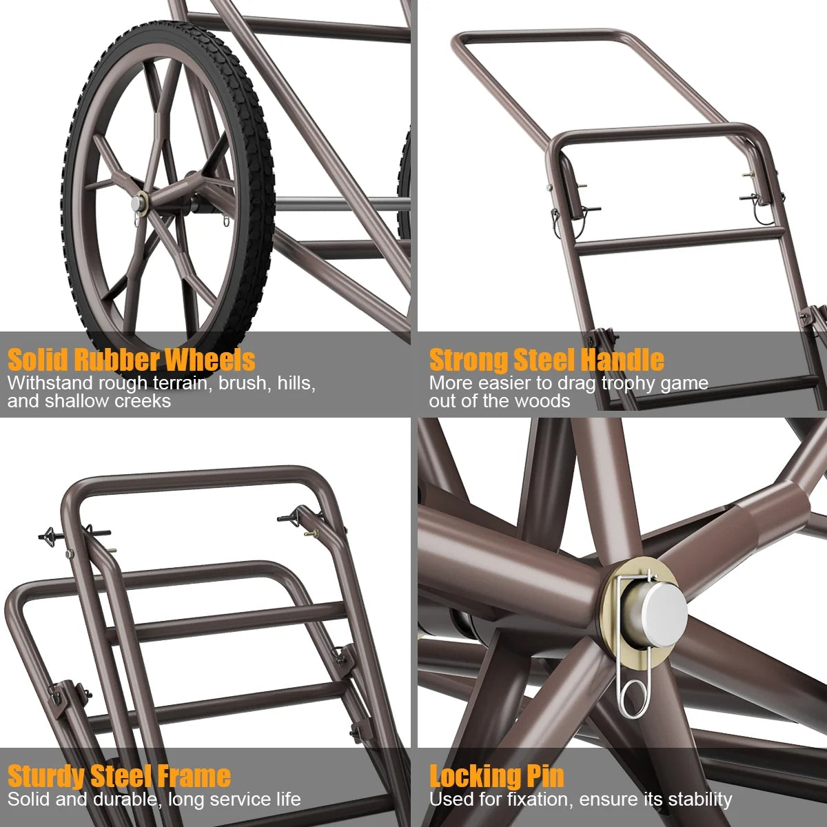 New Deer Cart Game Hauler Utility Gear Dolly Cart Hunting Accessories - 500 LB