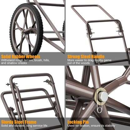 New Deer Cart Game Hauler Utility Gear Dolly Cart Hunting Accessories - 500 LB