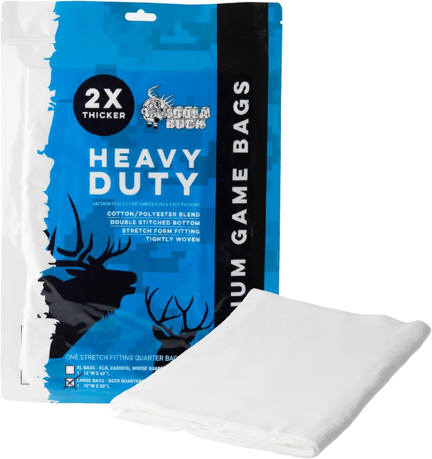 Heavy Duty Game Bags Hunting | Reusable, Breathable Meat Bags | Available in Packs of 1 or 4 for Deer or Elk Quarter Bags | Reusable | Vacuum Sealed to save Space | Deer, Elk, & Moose