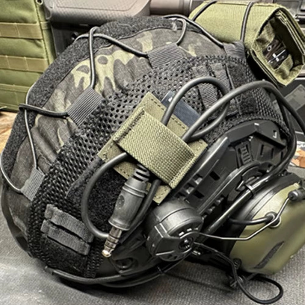 Tactical Earphone Walkie Talkie Cable Management Elastic Storage Organizer Holder for FAST MICH Helmet Headset Accessories