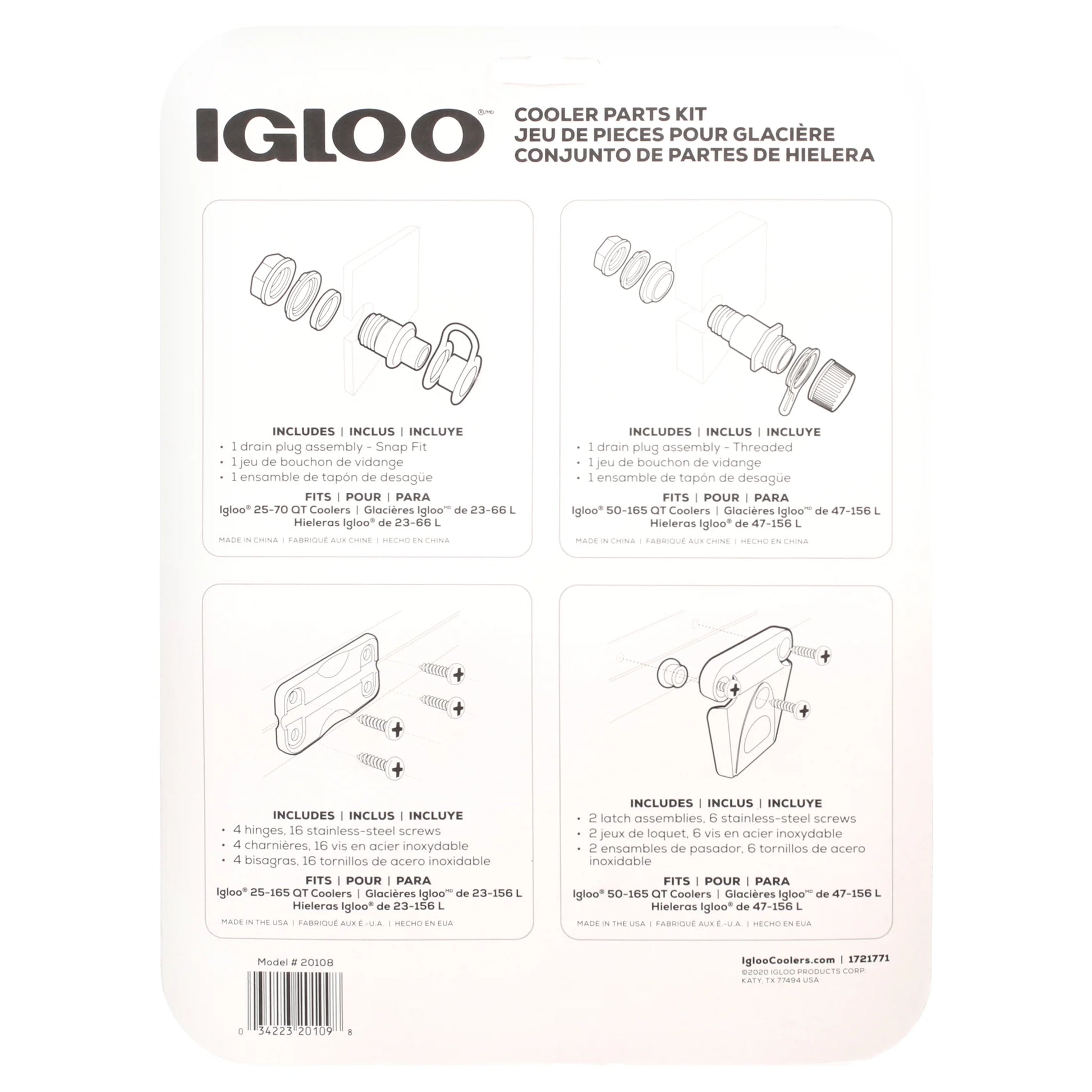 Ice Chest Universal Parts Kit White