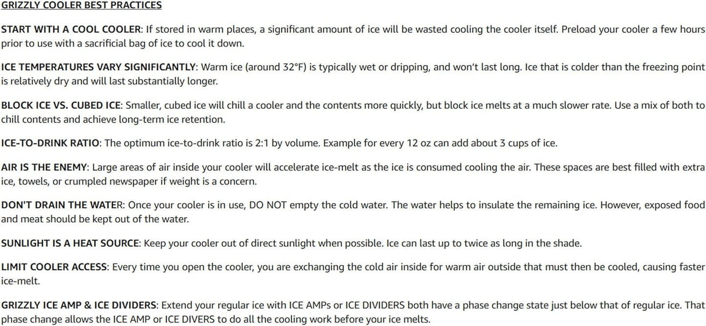 Grizzly 75 Cooler | 75 Qt Ice Chest Durable Rotomolded Insulated | Made in USA | Warranty for Life | for Beach Boat Camping Fishing Hunting | G75