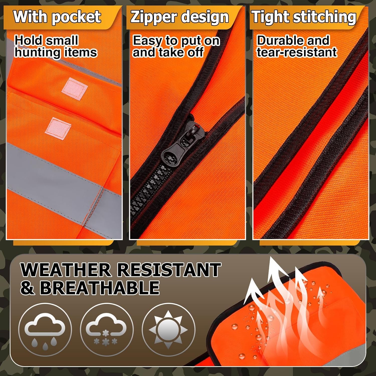 Blaze Orange Hunting Vest and Beanie Set - High Visibility Safety Gear