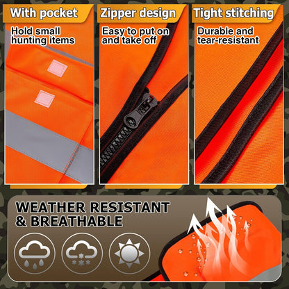Blaze Orange Hunting Vest and Beanie Set - High Visibility Safety Gear