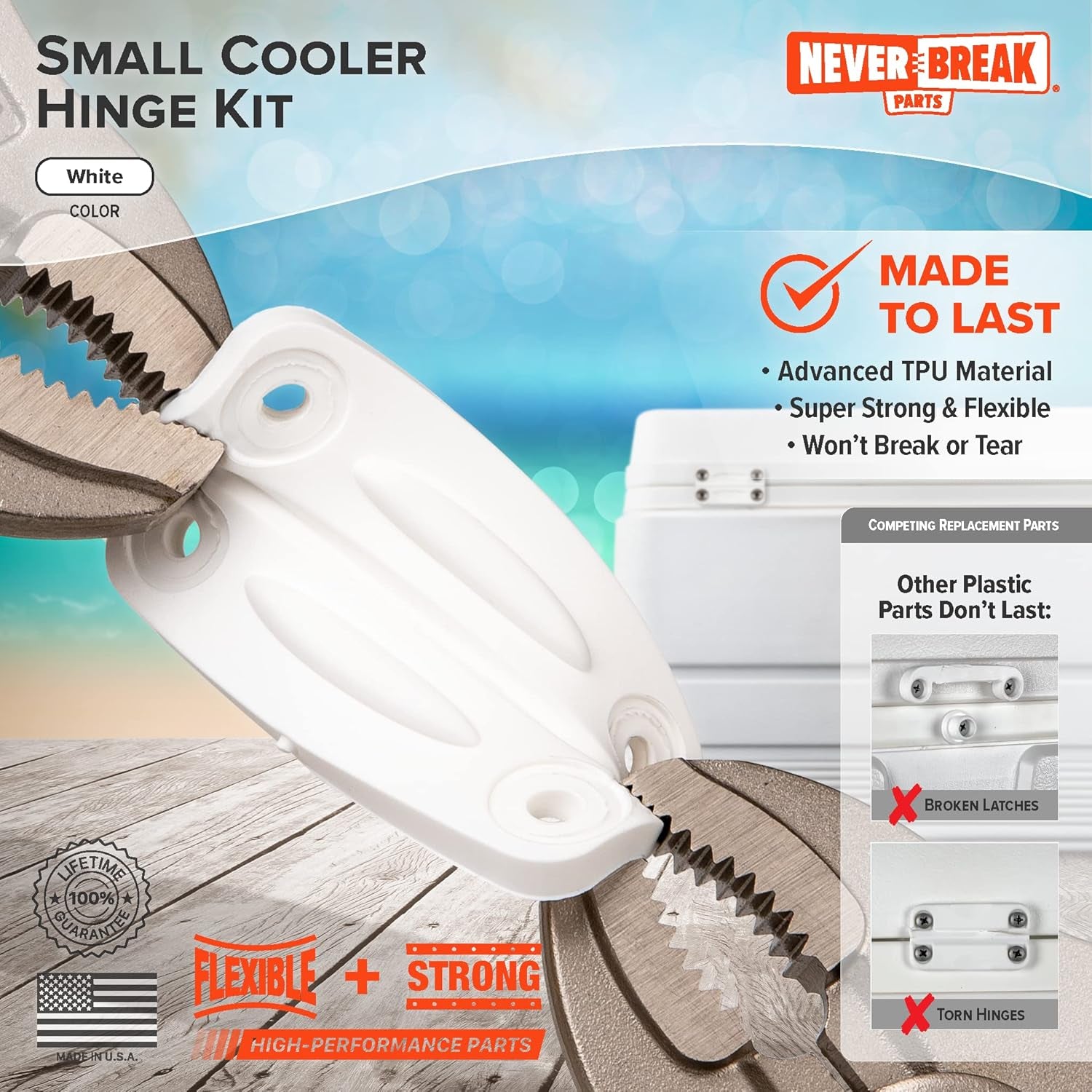 - 2 Pack White Igloo Cooler Hinges Replacement with Screws | High Strength Igloo Cooler Replacement Parts | Igloo Parts Kit for Ice Chests