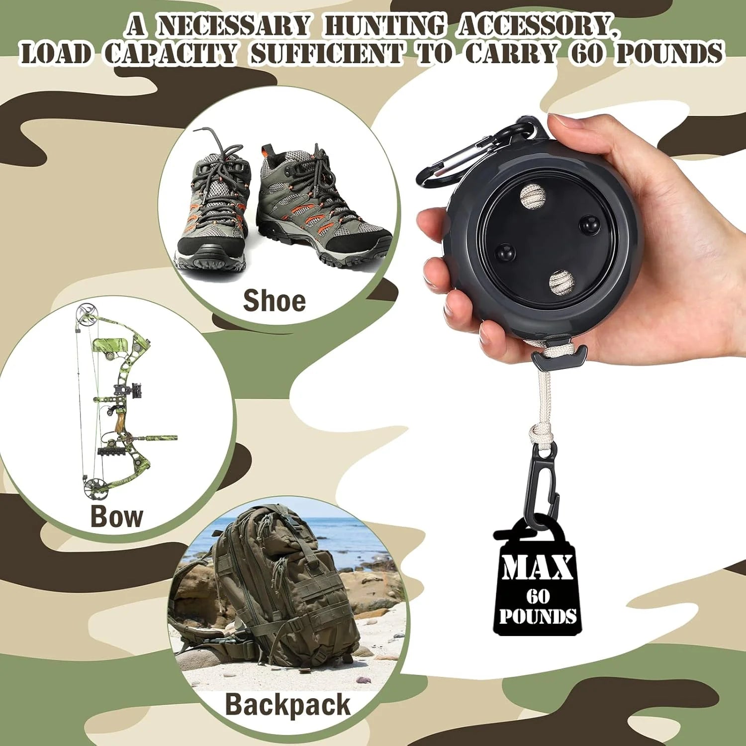 2 Pcs Tree Stand Gear Hoist 29.5 Ft Retractable Bow & Gear Hoist Bow Hunting Gear Accessories for Hunting Bow, Black