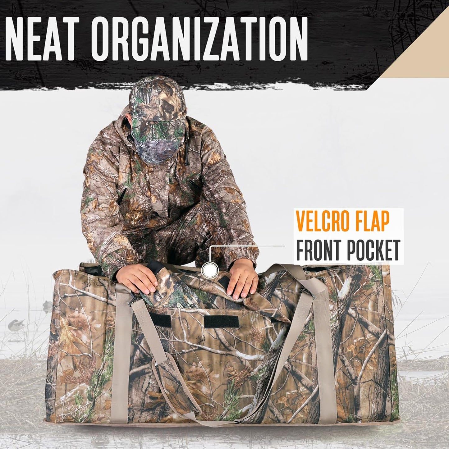 Decoy Bag, 12 Slot Duck Decoy Bag with Bottom Drains, Padded Shoulder Strap Duck