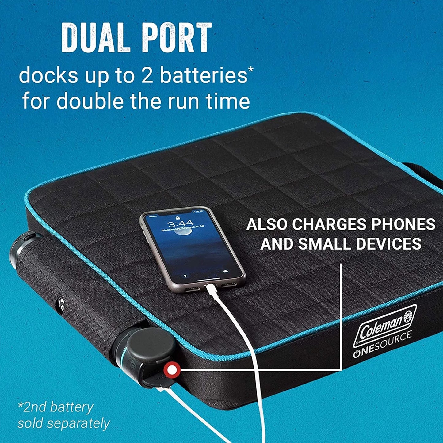 Onesource Outdoor Heated Camping Chair Pad with Rechargable Battery, Black