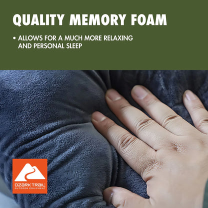 Memory Foam Camping Pillow, Adult Use, Dark Grey Color.