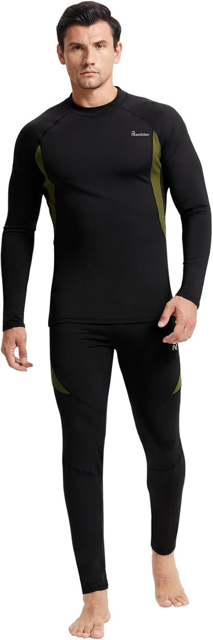 2 Pack Thermal Underwear for Men Long Johns Fleece Lined Hunting Gear Bottom Top Set Base Layer Cold Weather XS-4XL