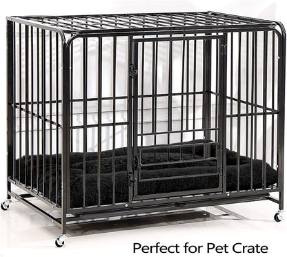 Dog Beds Calming Pet Beds, Fulffy Dog Kennel Mat Pad Faux Fur Machine Washable Anti-Slip Comfy Dog Beds for Large Medium Dogs and Cats