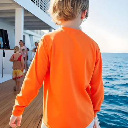 Boys' Rash Guard UPF 50+ Swim Shirt - Lightweight, Quick-Dry, Durable Sun Protection for Swimming, Sizes XS-XL
