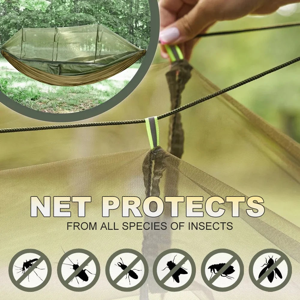 Camping Hammock, Camping Essentials, Lightweight Portable Double & Single Hammock with Tree Straps, Camping Gear for outside Hiking Camping Beach Backpack Travel