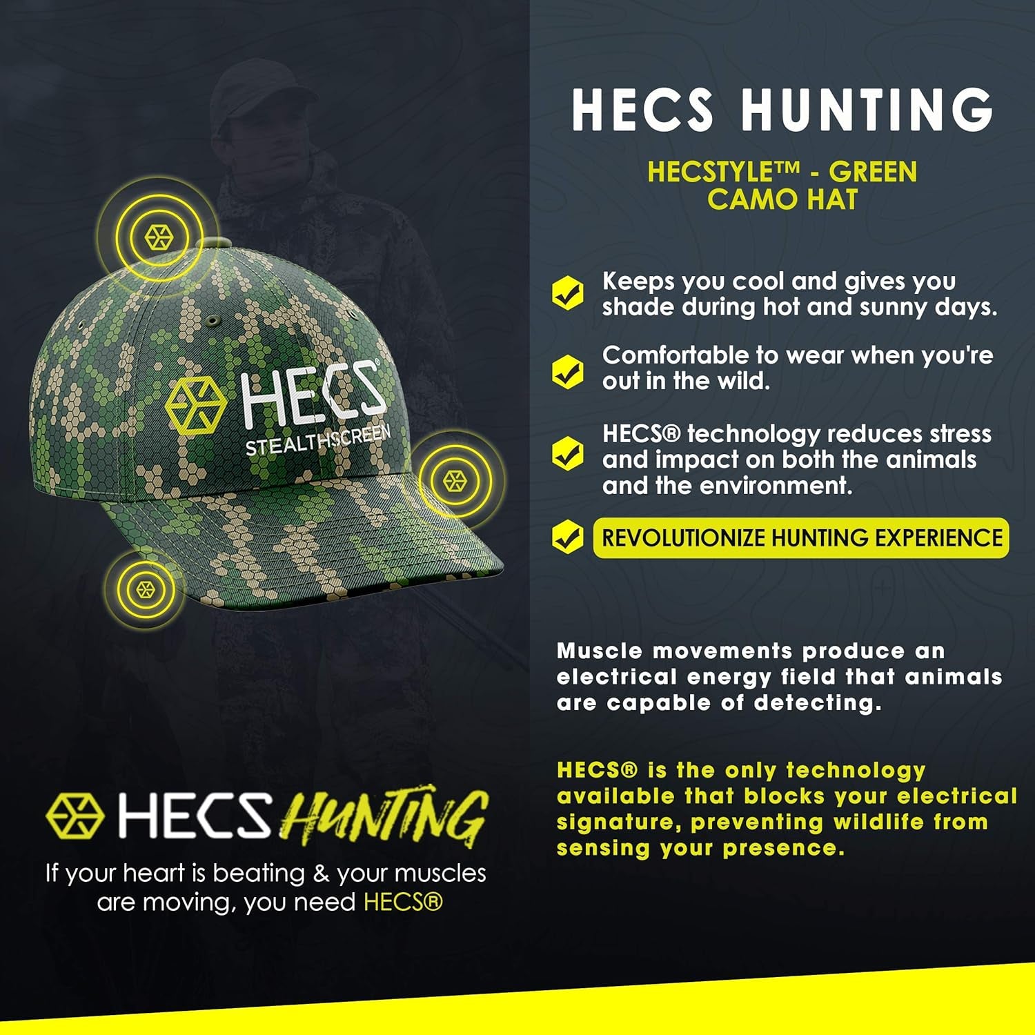 Hunting tyle Stealth Screen Lightweight Camo Hat Patented Technology Accessories/Outdoor Apparel