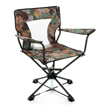 KKS0320U Degree Swivel Hunting Chair W/ Armrests, Camo Color for Camouflage Blinds,