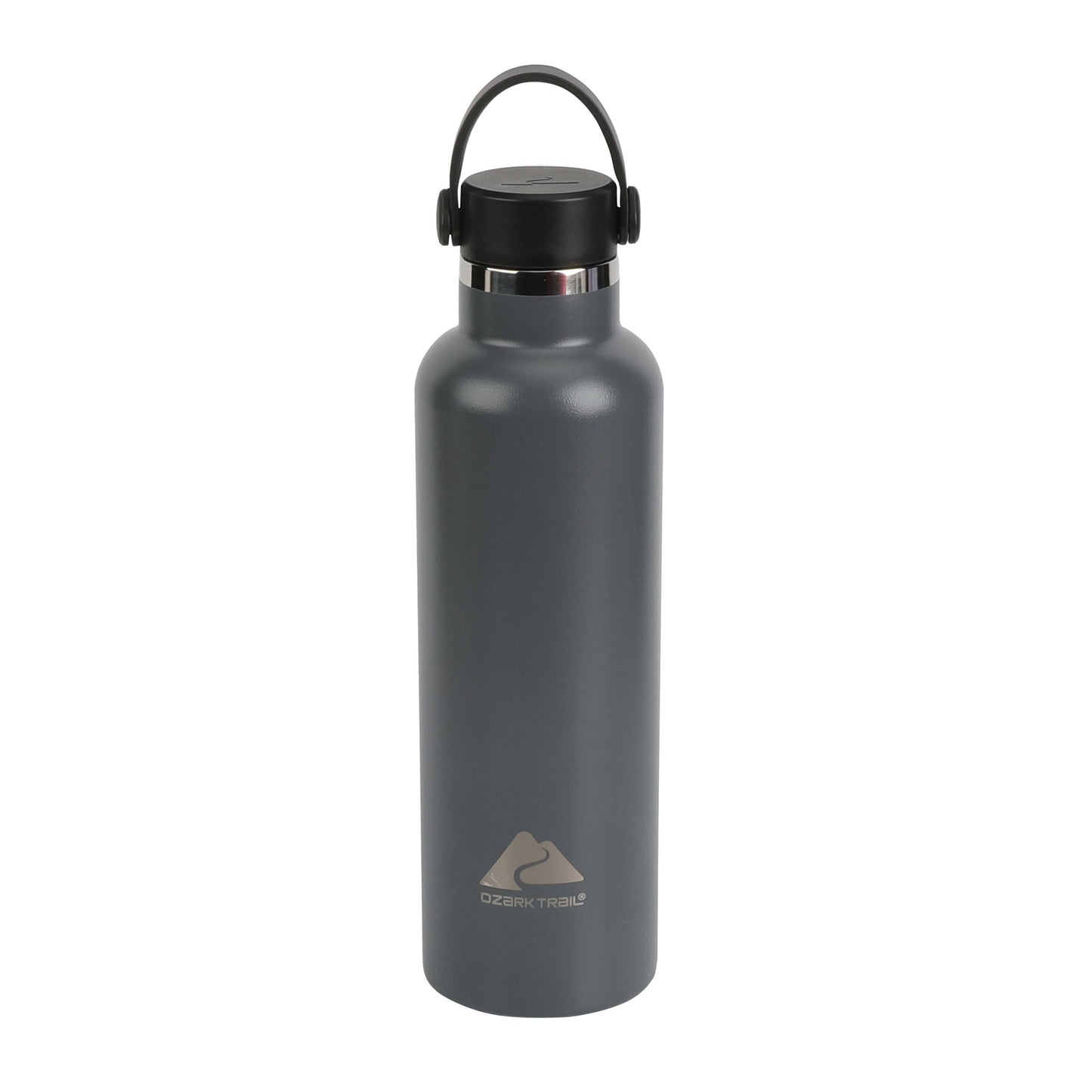 24 Fluid Ounces BPA FREE Double Wall Vacuum Sealed Stainless Steel Water Bottle with Handle, Gray