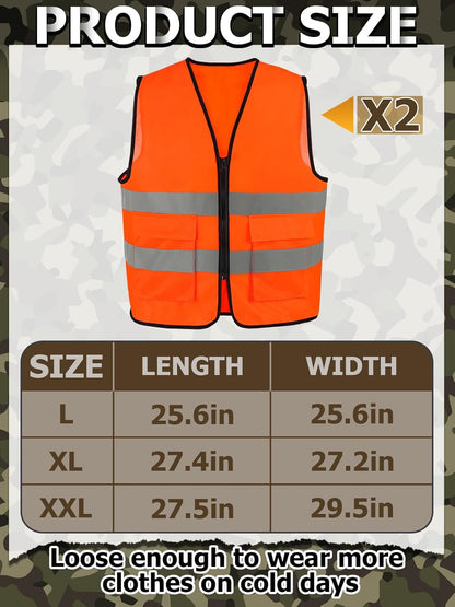 Blaze Orange Hunting Vest and Beanie Set - High Visibility Safety Gear