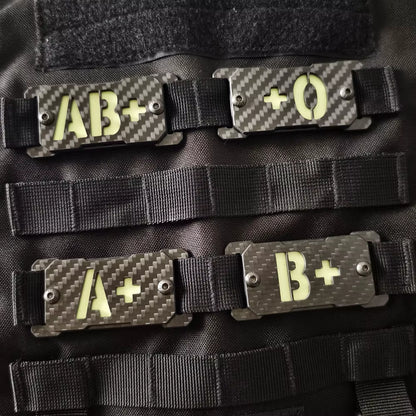 Glow in Dark Carbon Fiber Blood Type Molle Tactical Patch Luminous Reflective Backpack Attachment Applique Fastener Badge Emblem