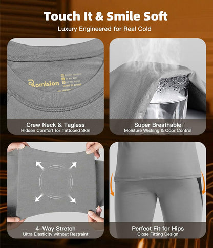 2 Pack Thermal Underwear for Men Long Johns Fleece Lined Hunting Gear Bottom Top Set Base Layer Cold Weather XS-4XL